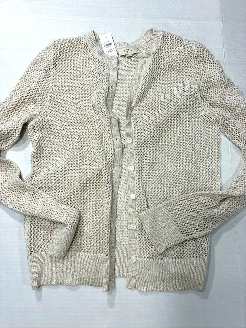 LOFT OPEN KNIT BUTTON CARDIGAN NEW WITH TAG